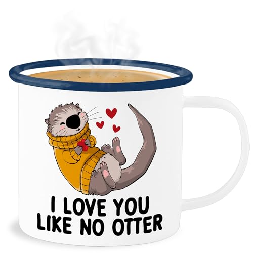 Emaille Becher Blechbecher - Valentinstag Partner Freund & Freundin - I love you like no OTTER Geschenk I Geschenkidee - 300 ml - Weiß Blau - valentinstagsgeschenke fischotter tasse Emaille Becher Blechbecher - Valentinstag Partner Freund & Freundin - I love you like no OTTER Geschenk I Geschenkidee - 300 ml - Weiß Blau - valentinstagsgeschenke fischotter tasse von Shirtracer