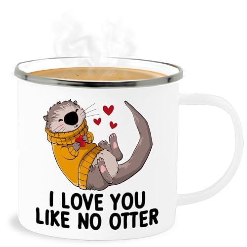 Emaille Becher Blechbecher - Valentinstag Partner Freund & Freundin - I love you like no OTTER Geschenk I Geschenkidee - 300 ml - Weiß Silber - valentinstagsgeschenke fischotter tasse Emaille Becher Blechbecher - Valentinstag Partner Freund & Freundin - I love you like no OTTER Geschenk I Geschenkidee - 300 ml - Weiß Silber - valentinstagsgeschenke fischotter tasse von Shirtracer