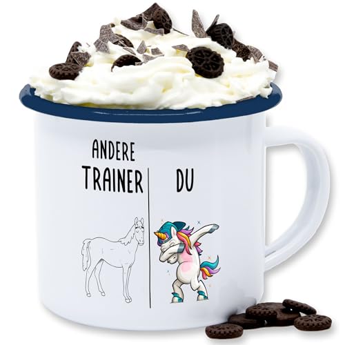 Emaille Tasse Blechtasse - Andere Trainer Dabbing Einhorn Geschenk Bester Trainer Geschenkideen Handballtrainer Geschenke Fußballtrainer I - 300 ml - Weiß Blau - coach beste trainerin best von Shirtracer