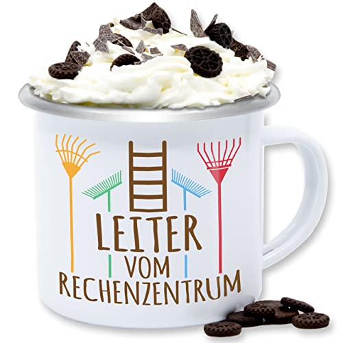 Emaille Tasse Blechtasse - Deko Hobby Geschenk - Leiter vom Rechenzentrum dunkel - 300 ml - Weiß Silber - garten tassen gärtner kaffeetasse gärtnern gartenfreund gartenliebhaber von Shirtracer