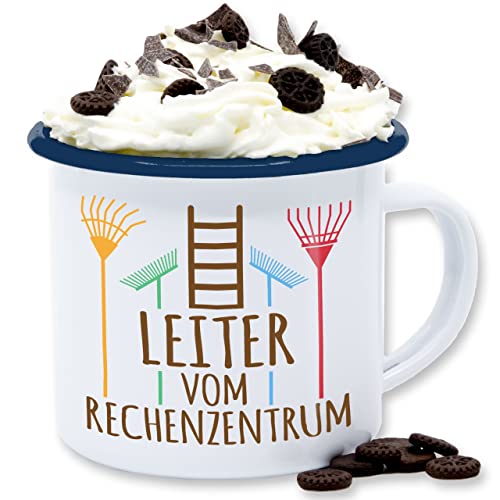 Emaille Tasse Blechtasse - Deko Hobby Geschenk - Leiter vom Rechenzentrum dunkel - 300 ml - Weiß Blau - garten tassen gärtner kaffeetasse gärtnern gartenfreund gartenliebhaber von Shirtracer