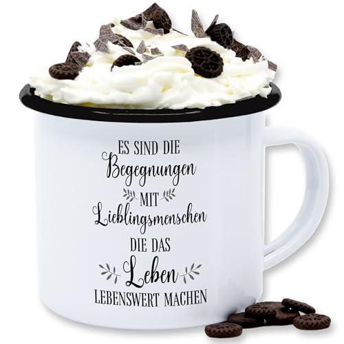 Emaille Tasse Blechtasse - Freund Tassen - Lieblingsmensch Geschenk - Lieblingsmenschen Geschenke - Seelenverwandt - 300 ml - Weiß Schwarz - freundschaft freunde seelenverwandte blech freundes für von Shirtracer