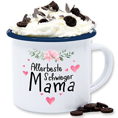 Emaille Tasse Blechtasse - Mama - Tassen - Allerbeste Schwiegermama Blumen - 300 ml - Weiß Blau - zum muttertag mum beste mütter muttertagsgeschenke mami muddi mom mutter mutti muttertagsgeschenk Emaille Tasse Blechtasse - Mama - Tassen - Allerbeste Schwiegermama Blumen - 300 ml - Weiß Blau - zum muttertag mum beste mütter muttertagsgeschenke mami muddi mom mutter mutti muttertagsgeschenk von Shirtracer