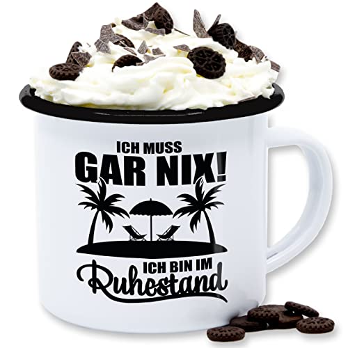 Emaille Tasse Blechtasse - Rentner - Tassen - Ich muss gar nix Ich bin im Ruhestand I Geschenk Rente - 300 ml - Weiß Schwarz - retirement pension zum renteneintritt spruch lustig rentenbeginn in Emaille Tasse Blechtasse - Rentner - Tassen - Ich muss gar nix Ich bin im Ruhestand I Geschenk Rente - 300 ml - Weiß Schwarz - retirement pension zum renteneintritt spruch lustig rentenbeginn in von Shirtracer