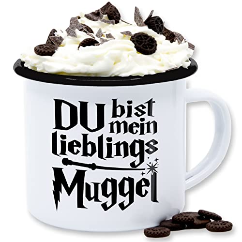 Emaille Tasse Blechtasse - Statement - Du bist mein Lieblingsmuggel schwarz - 300 ml - Weiß Schwarz - statements von Shirtracer