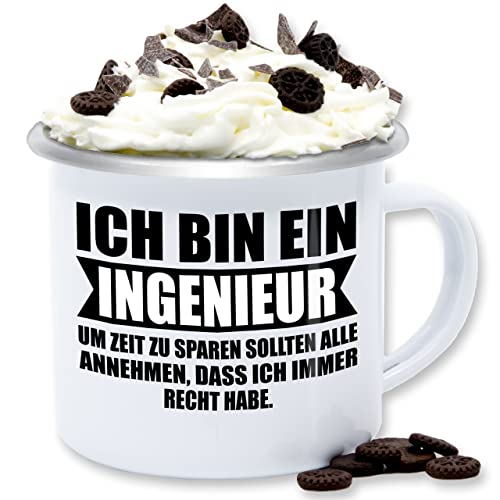 Emaille Tasse Blechtasse - Statement - Ich bin Ingenieur - 300 ml - Weiß Silber - statements i'm an engineer ingeneur ingeniör engineers ingenieure sprüche beruf immer recht büro ein von Shirtracer