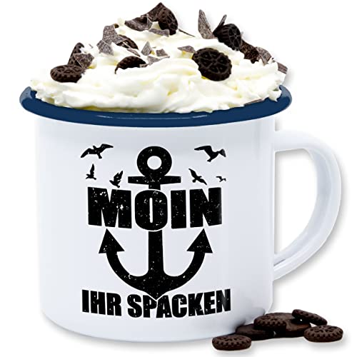 Emaille Tasse Blechtasse - Statement - Moin ihr Spacken mit Anker - schwarz - 300 ml - Weiß Blau - statements moinsen kaffeetasse frohes neues jahr spacke email new year blech Emaille Tasse Blechtasse - Statement - Moin ihr Spacken mit Anker - schwarz - 300 ml - Weiß Blau - statements moinsen kaffeetasse frohes neues jahr spacke email new year blech von Shirtracer