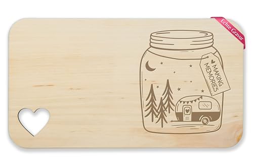 Frühstücksbrettchen Holz Herz - Frühstücksbrett - Making Memories I Geschenk Camping Wohnanhänger I Wohnmobil Geschenkideen - 22,5x12,5 - Holz - camper frühstücksbrettchen￼ wohnwagen von Shirtracer