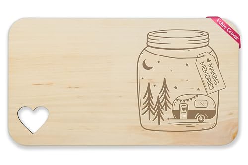 Frühstücksbrettchen Holz Herz - Frühstücksbrett - Making Memories - Geschenk Camping Wohnanhänger Wohnmobil Geschenkideen - 22,5x12,5 - Holz - holzbrett wohnwagen camper für wohnmobilfans von Shirtracer