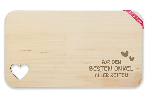 Frühstücksbrettchen Holz Herz - Frühstücksbrett - Für den besten Onkel aller Zeiten I Geschenk Onkels Geschenkidee Geburtstag I Weihnachten - 22,5x12,5 - Holz - uncle beste nichte bester zu von Shirtracer