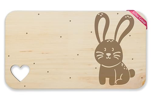 Frühstücksbrettchen Holz Herz - Frühstücksbrett - Hase I Hasen Motiv Bunny I Rabbit I Osterhasen I Ostergeschenke I Kaninchen - 22,5x12,5 - Holz - geschenke mit hasenmotiv osterhase von Shirtracer
