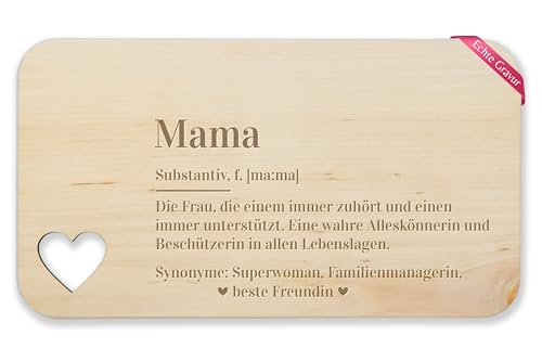 Frühstücksbrettchen Holz Herz - Frühstücksbrett - Mama Definition Mutter Geschenk Mutti Geschenkidee Mamas Weihnachten I Muttertag I Geburtstag - 22,5x12,5 - Holz - geschenke brotzeitbrett von Shirtracer
