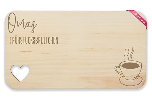 Holz Herz - Frühstücksbrett - Omas Frühstücksbrettchen I Weihnachten Oma Geschenk I Omi Geschenkidee Geburtstag Großmutter - 22,5x12,5 - Holz - geschenke für von enkel großmütter von Shirtracer