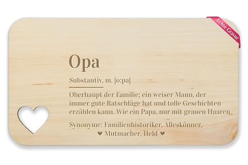 Frühstücksbrettchen Holz Herz - Frühstücksbrett - Opa Definition I Opi Geschenk Großvater I Opi Geschenkideen Weihnachten - 22,5x12,5 - Holz - geschenke für großväter opas schneidebrett von Shirtracer