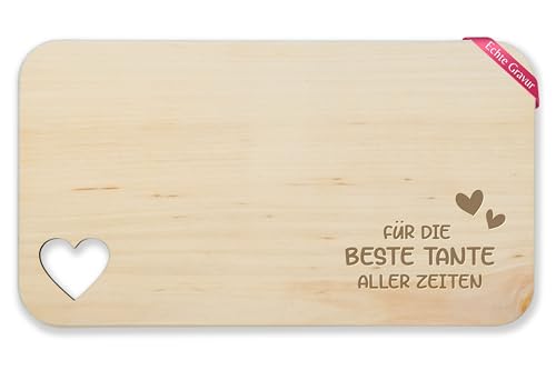 Frühstücksbrettchen Holz Herz - Frühstücksbrett - Für den beste Tante aller Zeiten - Geschenk Tanten Geschenkidee Geburtstag Weihnachten - 22,5x12,5 - Holz - der welt von Shirtracer