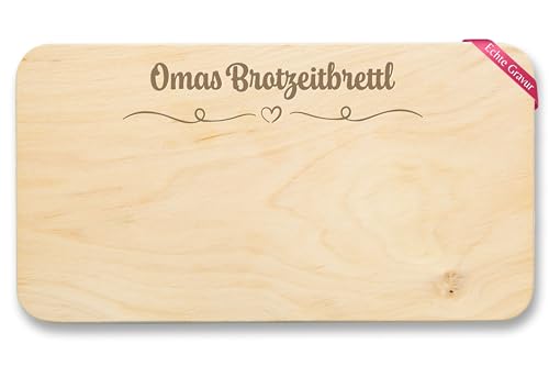 Frühstücksbrettchen Holz Natur - Frühstücksbrett - Omas Brotzeitbrettl I Brotzeitbrett Oma I Jausenbrett Oma Vesperbrett - 22x12 - Holz - geschenke für großmutter geschenk omi brotzeit von Shirtracer