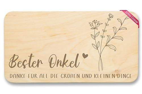 Frühstücksbrettchen Holz Natur - Frühstücksbrett - Danke Onkel Geschenke I Dankeschön Geschenkidee Onkels I Weihnachten I Geburtstag - 22x12 - Holz - onkelbrett geschenk uncle blumen von Shirtracer