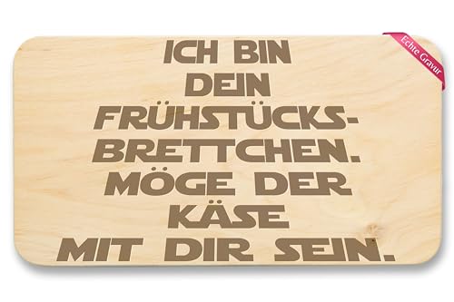 Frühstücksbrettchen Holz Natur - Statement - Frühstücksbrett - Möge der Käse mit Dir sein - 22x12 - Holz - brett spruch vesperbrett lustig lustige sprüche brettchen lustigen sprüchen von Shirtracer