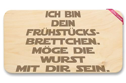 Frühstücksbrettchen Holz Natur - Statement - Frühstücksbrett - Möge die Wurst mit Dir sein I Geschenk Frühstück - 22x12 - Holz - vesperbrett lustig vatertagsgeschenk brettchen von Shirtracer