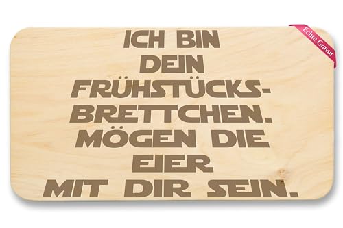 Frühstücksbrettchen Holz Natur - Statement - Frühstücksbrett - Mögen die Eier mit Dir sein I Frühstück Geschenk - 22x12 - Holz - vesperbrett lustig lustige sprüche brettchen spruch von Shirtracer