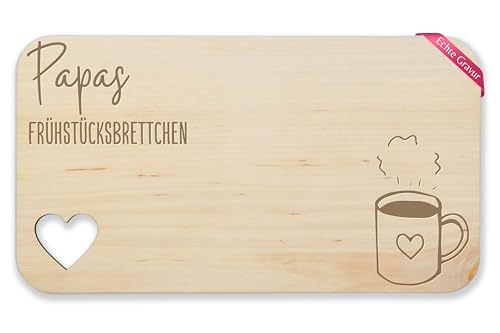 Holz Herz - Frühstücksbrett - Papas Frühstücksbrettchen I Geschenke Papa I Vatertag I Papi Geschenkidee Weihnachten - 22,5x12,5 - Holz - geschenk für vater geschenkideen väter father brett von Shirtracer