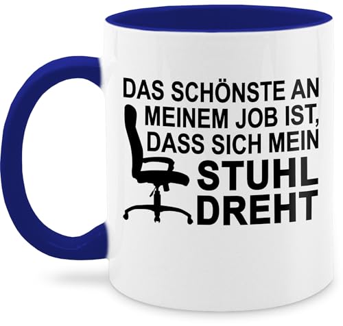 Tasse Tassen 325ml - & Beruf Geschenk - Das schönste an meinem Job ist, dass sich der Stuhl dreht - schwarz - 325 ml - Dunkelblau - teetasse büro sprüche arbeit drehstuhl bürotasse kollegen von Shirtracer