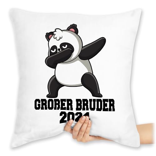 Kissen 40x40 Zierkissen - Großer Bruder 2024 I Dabbing Panda I Geschenk - 40 x 40 cm - Weiß - Big Brother bro Pillow große brüder für großen Grosse grosser 2023 größeren Geschenke von Shirtracer