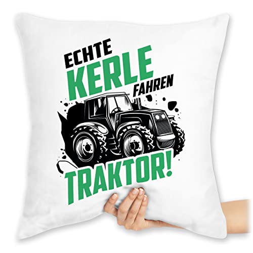 Kissen 40x40 Zierkissen - Traktoren - Echte Kerle Fahren Traktor Trecker Landwirt Bauer Geschenk - 40 x 40 cm - Weiß - Landwirtschaft Landwirte traktorfan Spruch Bauern männer Farmer von Shirtracer