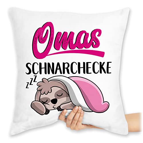 Kissen 40x40 Zierkissen - Oma Großmutter - Omas Schnarchecke - Faultier - 40 x 40 cm - Weiß - Ecke Geschenk omi kissenhülle Enkelkinder für Grandma mit füllung Grandmother Grossmutter oma. von Shirtracer