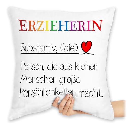 Kissen 40x40 Zierkissen - Erzieherin Definition | Erzieherin Abschiedsgeschenk | Beste Erzieherin Geschenk für Erzieherin Geschenke Kita | Dankeschön Geschenk Erzieherin - 40 x 40 cm - Weiß von Shirtracer