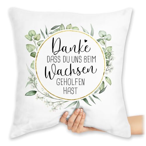 Shirtracer Kissen 40x40 Zierkissen - Erzieherin - Danke DASS du Uns beim Wachsen geholfen hast I Geschenk Erzieher Kita I Danke Geschenk Tagesmutter - 40 x 40 cm - Weiß - für kindergärtner Danke, von Shirtracer