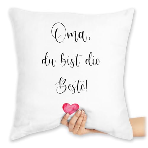 Kissen 40x40 Zierkissen - Großmutter - Oma du bist die Beste - Oma Geschenk für Oma | Muttertagsgeschenke für Oma Geburtstagsgeschenk | Oma Geschenk Geburtstag - 40 x 40 cm - Weiß - Enkelkinder von Shirtracer