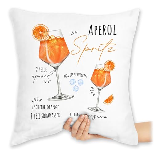 Kissen 40x40 Zierkissen - Karneval & Fasching - Aperol Spritz Rezept I Lustig Geschenk Aperolfan Fanartikel - 40 x 40 cm - Weiß - Fasching- Rezepte Carnevale Cocktail Karnevals fasnachts Faschings von Shirtracer