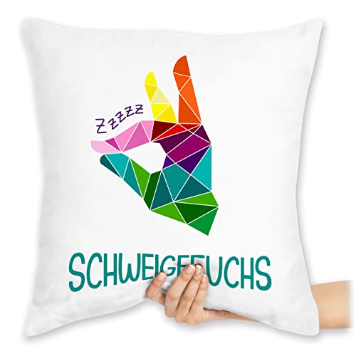 Kissen 40x40 Zierkissen - Lehrer - Schweigefuchs Flüsterfuchs - 40 x 40 cm - Weiß - Teacher referendariat lehrergeschenke lehrergeschenk Geschenk Geschenke für angehende sprüche beschriftung von Shirtracer