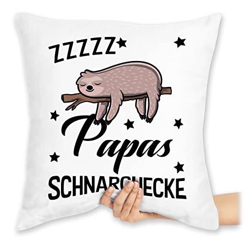 Kissen 40x40 Zierkissen - Geschenk zum Vatertag - Papas Schnarchecke Faultier - 40 x 40 cm - Weiß - Papa Vatertagsgeschenk schnarchplatz kissenhülle mit füllung Herrentag herrentagsgeschenk von Shirtracer