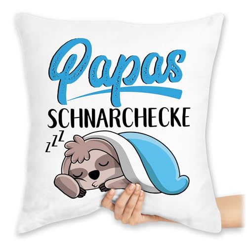 Kissen 40x40 Zierkissen - Geschenk zum Vatertag - Papas Schnarchecke - Faultier Vatertagsgeschenk - 40 x 40 cm - Weiß - Papa schnarchkissen Herrentag väter kissenhülle mit füllung von Shirtracer