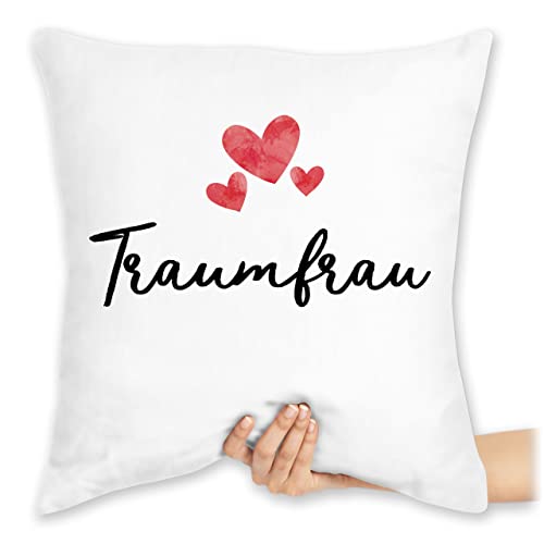 Kissen 40x40 Zierkissen - Partner Ideen - Traumfrau Geschenkidee für Frauen Geschenk Valentinstag für Sie Liebes Geschenk Freundin - 40 x 40 cm - Weiß - pärchenkissen walentinstag traum frau von Shirtracer