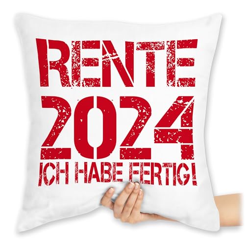 Kissen 40x40 Zierkissen - Rentner Deko Ruhestand - Rente 2024 - Ich habe fertig! - 40 x 40 cm - Weiß - pension renter pensionisten zum abschied pensionierung rentenbeginn rentnerin renteneintritt von Shirtracer