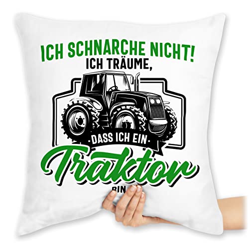 Kissen 40x40 Zierkissen - Traktoren - Ich schnarche Nicht ich träume DASS ich EIN Traktor Bin schwarz bunt - 40 x 40 cm - Weiß - Landwirt schnarch sitzkissen Landwirtschaft wäre traktorfan das von Shirtracer