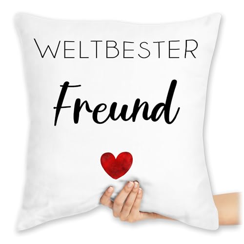 Kissen 40x40 Zierkissen - Weltbester Freund | Geschenkidee für den besten Freund der Welt - 40 x 40 cm - Weiß - seelenverwandt Freunde Freundschaft freundes Geschenke Geschenk Bester Beste Fuer von Shirtracer
