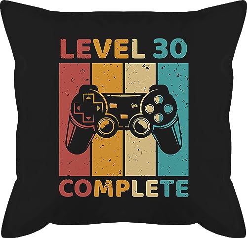 Kissen 50x50 - 30. Geburtstag - Level 30 Complete - Dreizig Freigeschalten Unlocked Completed - Zocker Gamer - 50 x 50 cm - Schwarz - 30th 30.geburtstag 30er dreissig 30-geburtstag+lustige+geschenke von Shirtracer