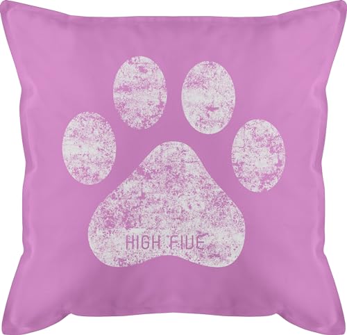 Shirtracer Kissen 50x50 - Deko Hobby - High Five Hunde Pfote - 50 x 50 cm - Pink - Pfoten männerkissen hundemenschen hundepfoten Beagle pfotenabdrücke hundespruch hundepfote pfotenabdruck Paws von Shirtracer