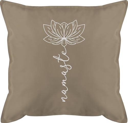 Kissen 50x50 - Dekoration - Namaste Lotusblüte Yoga Chakra - 50 x 50 cm - Beige - Lotus mit füllung Blumen lotusblüten lotusbluete do Your Yoga+sprüche Fans Symbol und Wellness blüten Mandala von Shirtracer