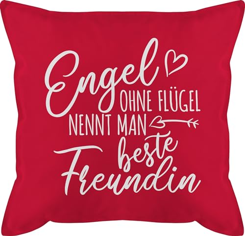 Kissen 50x50 - Engel ohne Flügel nennt Man Beste Freundin - 50 x 50 cm - Rot - Geschenk Ideen für Freundinnen zierkissen Freundschaft männerkissen Geschenke Fuer Geburtstag schöne von Shirtracer