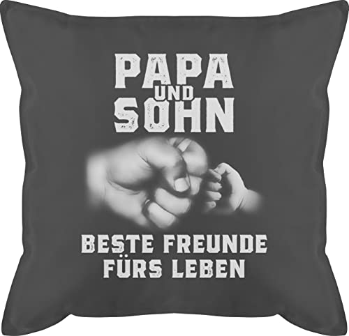 Kissen 50x50 - Geschenk zum Vatertag - Papa und Sohn Beste Freunde fürs Leben - 50 x 50 cm - Grau - zierkissen Geschenke Vatertagsgeschenk mit füllung für Daddy kopfkissen männertag von Shirtracer