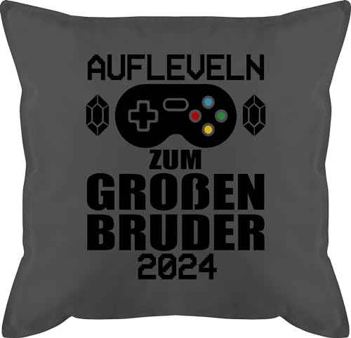 Kissen 50x50 - Großer - Aufleveln zum großen Bruder 2024-50 x 50 cm - Grau - große Geschenk Geschenke grosser für 2025 Big bro 2023 grosser+Bruder brüder größeren Brother Grosse von Shirtracer