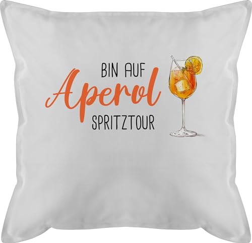 Kissen 50x50 - Karneval & Fasching - Bin auf Aperol Spritztour I JGA I Mädelsabend I Spritz Tour - 50 x 50 cm - Weiß - karnevalskissen Fasching- Glas Karnevals Carnevale feiern Faschings Spruch von Shirtracer