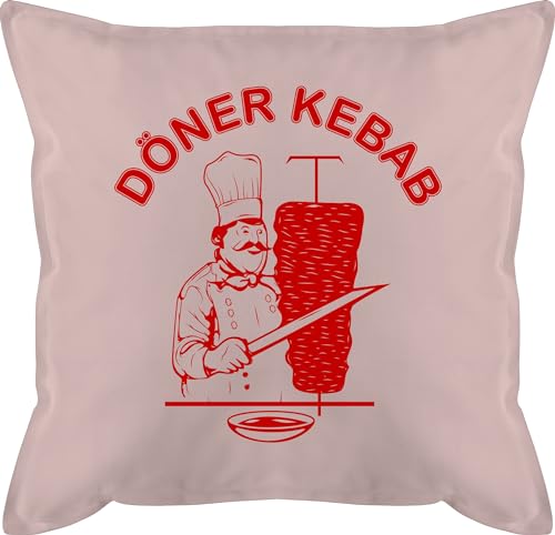 Kissen 50x50 - Karneval & Fasching - Original Döner Kebab Logo - 50 x 50 cm - Hellrosa - dönerspies carneval dönerspieß faschings dönergrill fasnachts kebap fasent dönermann karnewal karnevals von Shirtracer