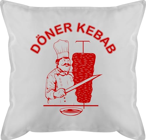 Kissen 50x50 - Karneval & Fasching - Original Döner Kebab Logo I Döner Kebap I Döner Geschenke - 50 x 50 cm - Weiß - karnevalskissen fasching- doner pillow karnevals carnevale doener faschings von Shirtracer