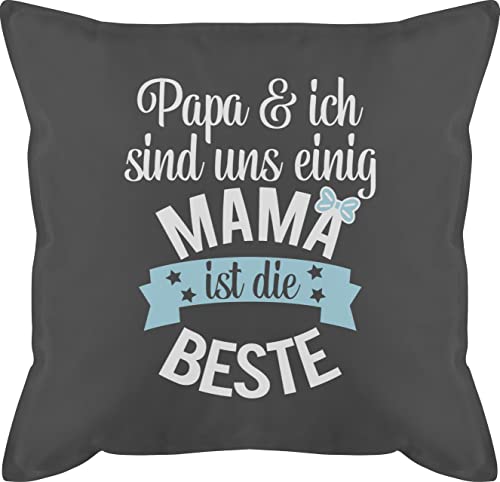 Kissen 50x50 - Mama ist die Beste I - 50 x 50 cm - Grau - Best Mutter mom Mum Mamas Mutti Muttertag für Dein Baby mütter muttertagsgeschenk Mama's Geburt Geschenk muttertagsgeschenke Geschenke Tag von Shirtracer